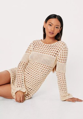 Petite Crochet Long Sleeve Mini Dress from Nastygal