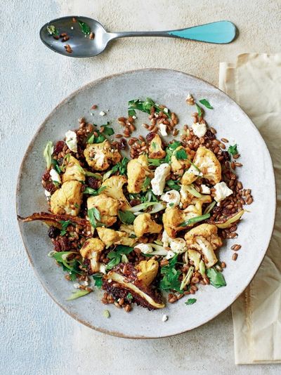 Curried Cauliflower & Rye Berry Salad