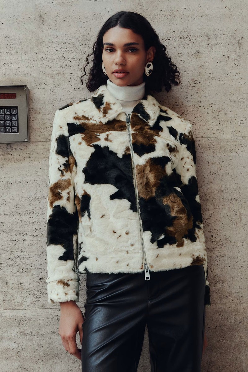 Faux Fur Cow Print Trucker Jacket from Marks & Spencer