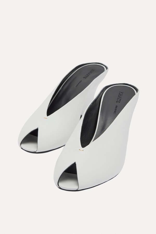 Cloak 75 Peep-Toe Leather Mules from Khaite