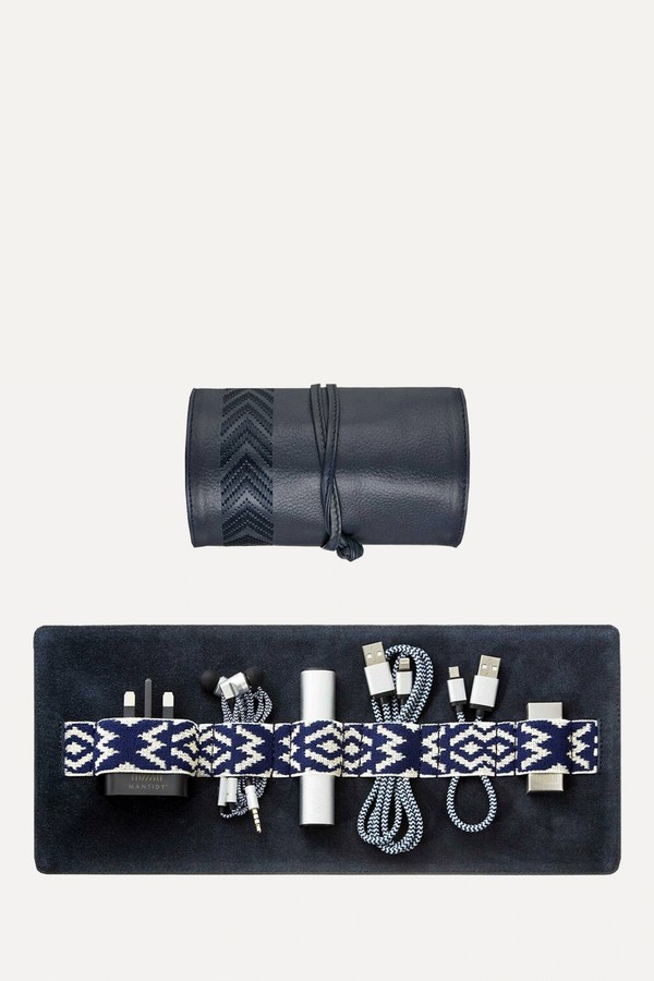 Leather Tech Roll Organiser from Mantidy