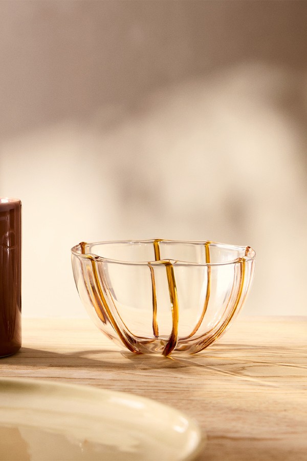 Borosilicate Bowl With Coloured Lines from Mango