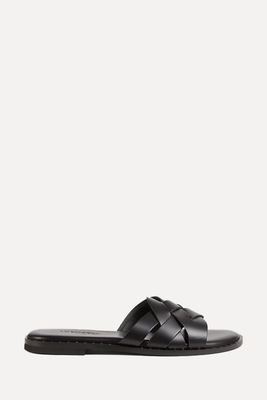 Amara Black Calf Leather Flat Sandals from LK Bennett
