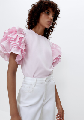 T-Shirt With Ruffled Sleeves from Uterque 