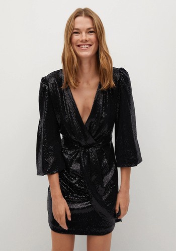 Sequin Wrap Dress from Mango