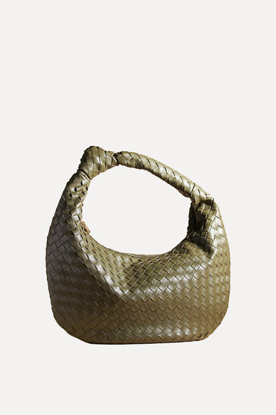 The Brigitte Woven Faux-Leather Satchel Bag from Melie Bianco