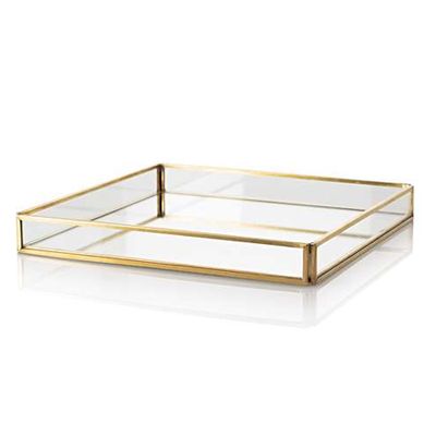 Medium Gold & Glass Mirrored Tray