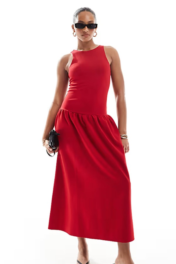 Sleeveless Racerneck Drop Waist Midaxi Dress from 4th & Reckless