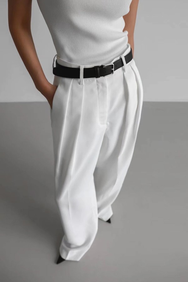 Wide-Leg Pintuck Trousers from Marcela London