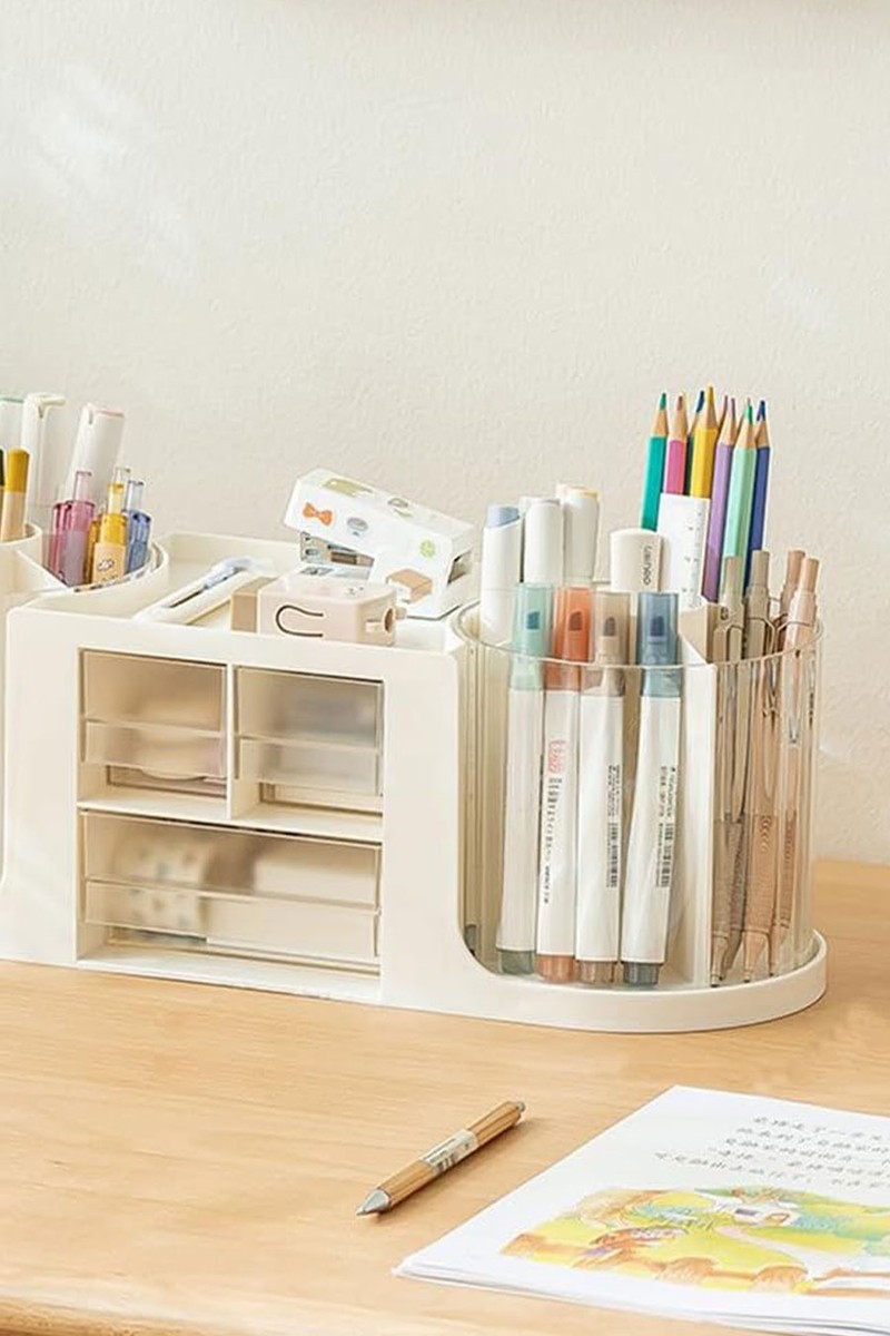 Double Rotating Desk Organiser With 3 Drawers from NUODWELL