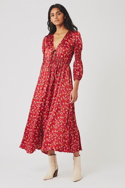 Clara Dress in Suzie Spray Floral Red from Ghost