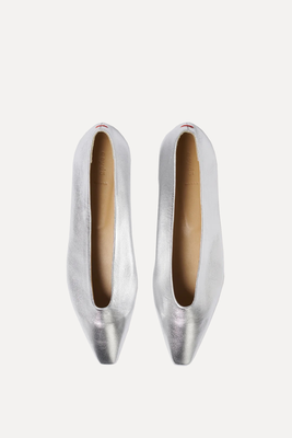 Betty Silver Nappa Flats from Aeyde