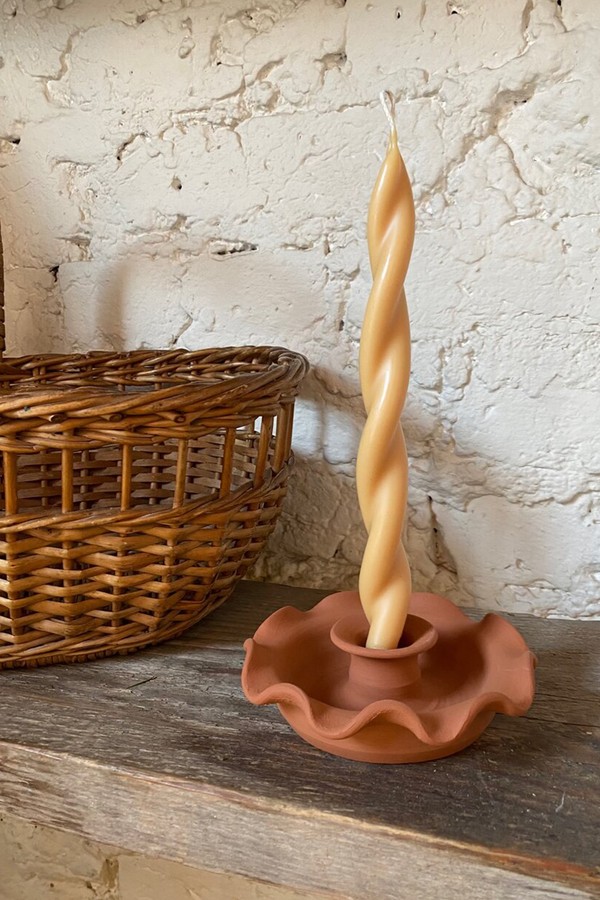 Wavy Terracotta Candlestick Holder