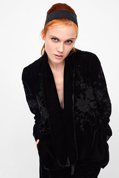 Embroidered Velvet Jacket from Zara