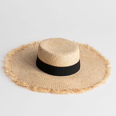 Flat Top Woven Straw Hat from & Other Stories