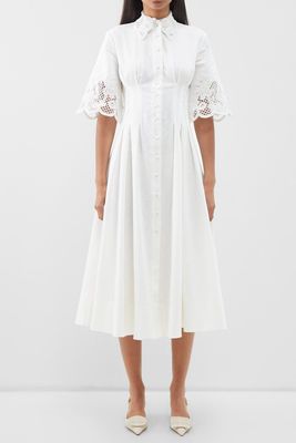 Zhoe Lace-Trimmed Linen Blend Shirt Dress from Clea