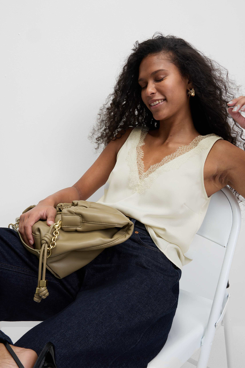 Satin Lace Insert Cami Top