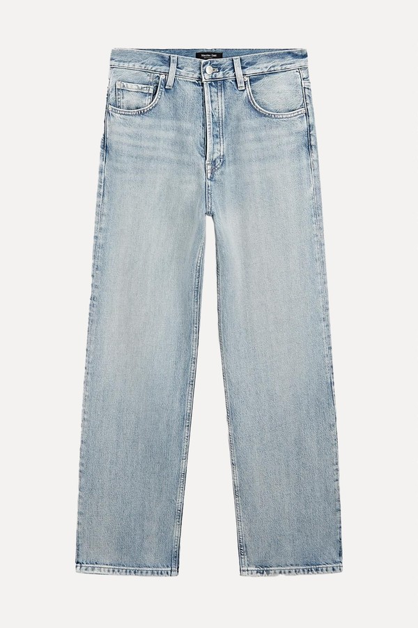 Cotton Blend High-Waist Straight-Leg Jeans