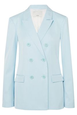Double-Breasted Satin-Twill Blazer from Tibi