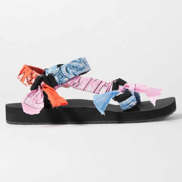 Trekky Gauze-Trimmed Canvas Platform Sandals from Arizona Love