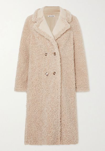 Trolley Double-Breasted Faux Shearling Coat from Reformation