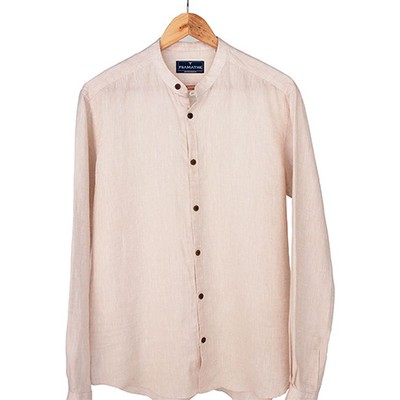 Linen Collarless Shirt from Psamanthe Mykonos 