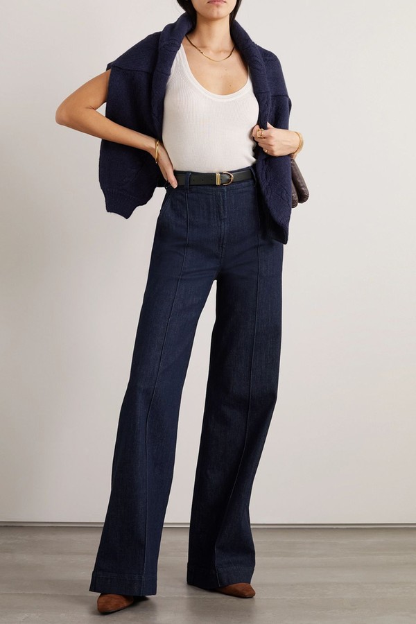  High-Rise Straight-Leg Stretch Organic Jeans from  ANOTHER TOMORROW
