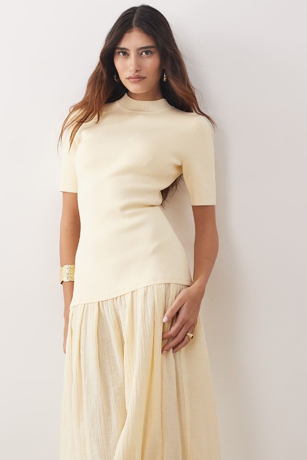 Knit Short Sleeve Hybrid Midi Dress