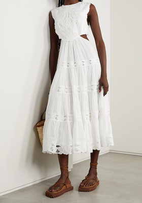 Cassia Broderie Anglaise-Trimmed Linen & Ramie Midi from Zimmermann