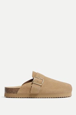 Leather Clogs With Buckle from Bershka