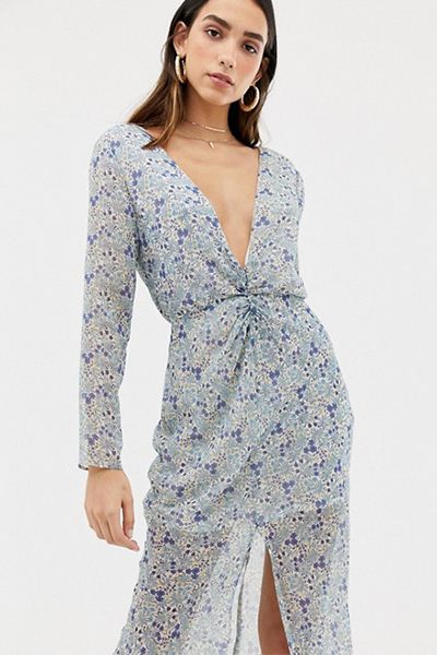 Serena Plunge Midi Dress from The East Order