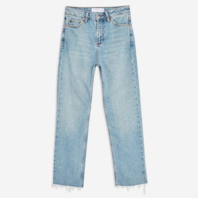 Authentic Raw Hem Straight Leg Jeans from Topshop