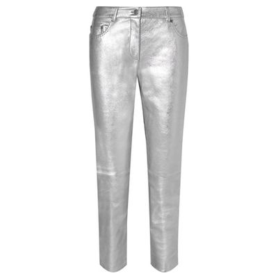 Metallic Leather Skinny Pants from Moschino