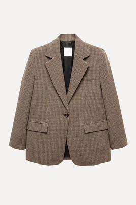 Lapels Houndstooth Suit Blazer from Mango