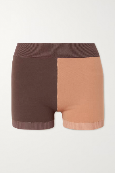 Yoni Two-Tone Organic Cotton-Blend Shorts from Nagnata