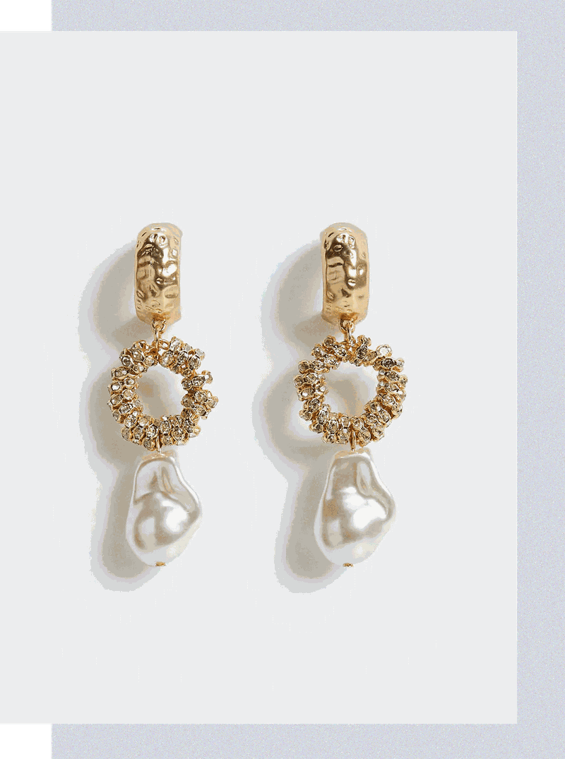 Pearl-Effect Crystal Earrings, £17.99 | Mango