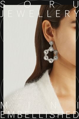 Mini Embellished Sterling Silver Drop Earrings from Soru Jewellery