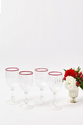 Red Rim Wine Glasses from Mrs Alice