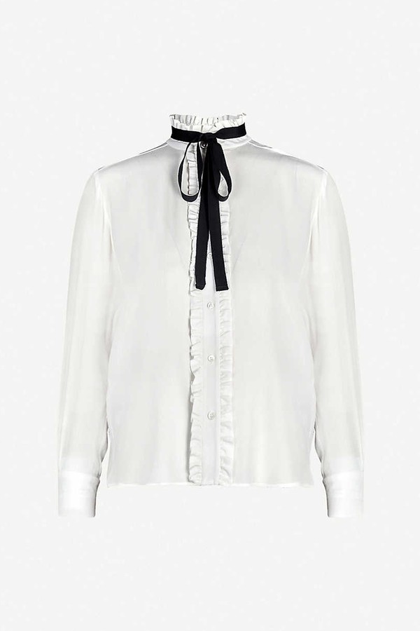 Neck-Tie Silk-Crepe Shirt from Sandro