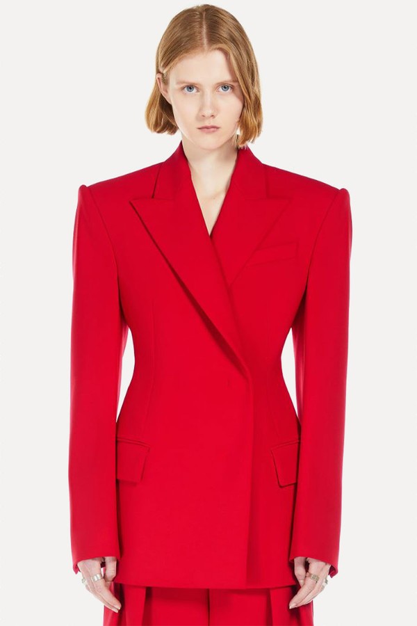 Stretch-Wool Double-Breasted Blazer