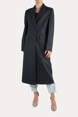 Grey Striped Long Wool Coat from Remain Birger Christensen