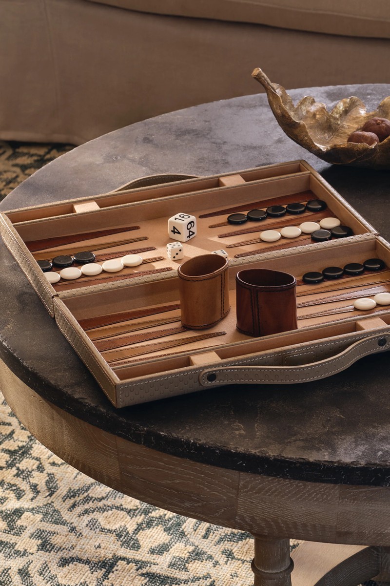 Bennet Leather Backgammon Set from OKA