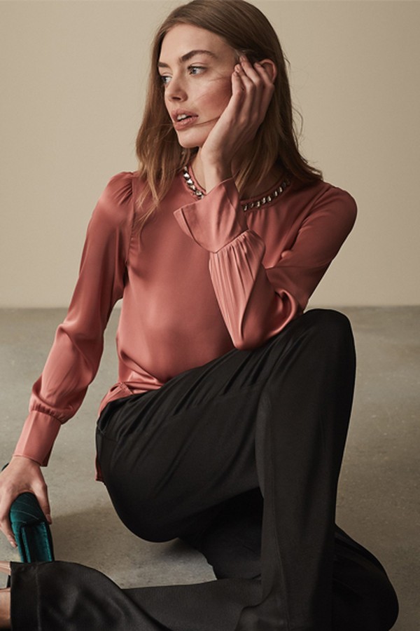 Elin Embellished Satin Blouse