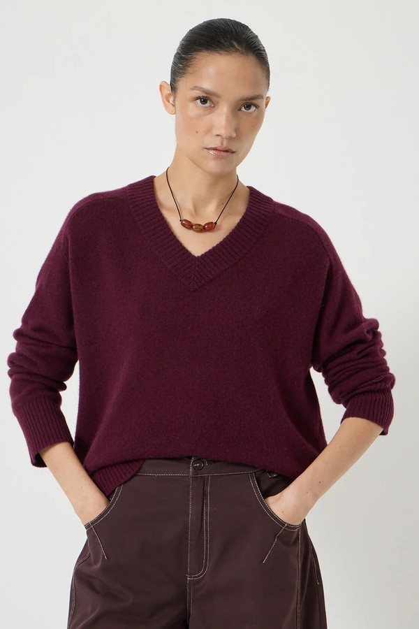 Colette Cashmere V-Neck Saddle Sleeve Jumper