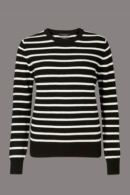 Pure Cashmere Striped Round Neck Jumper from M&S