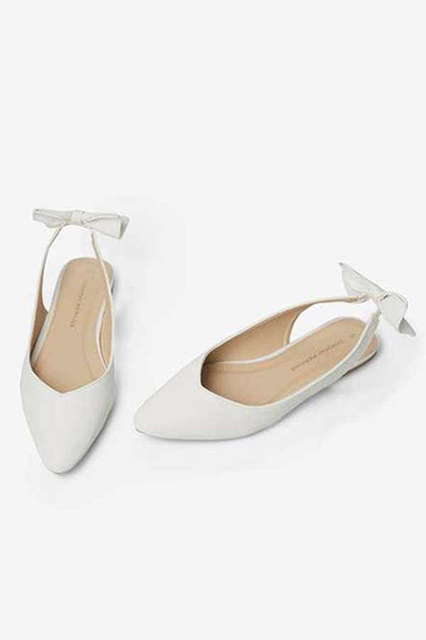 White PU Pearl Sweetheart Slingback Pumps