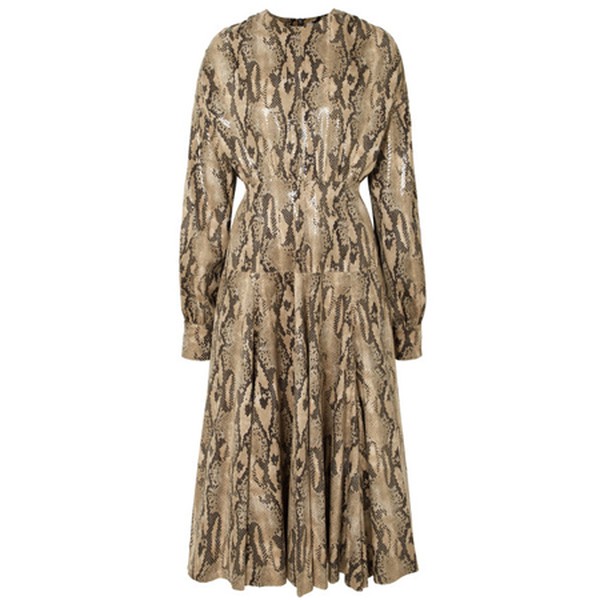 Snake Effect Faux Leather Midi Dress from MSGM