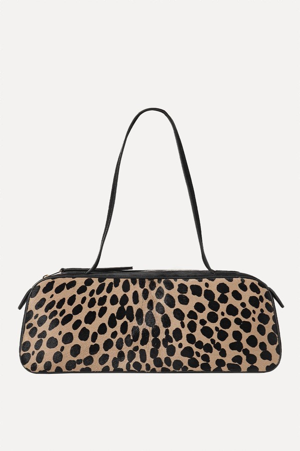 Simona Leather-Trimmed Calf Hair Shoulder Bag from KHAITE