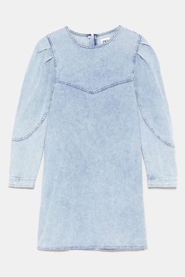 Denim Dress With Puffy Sleeves from Zara