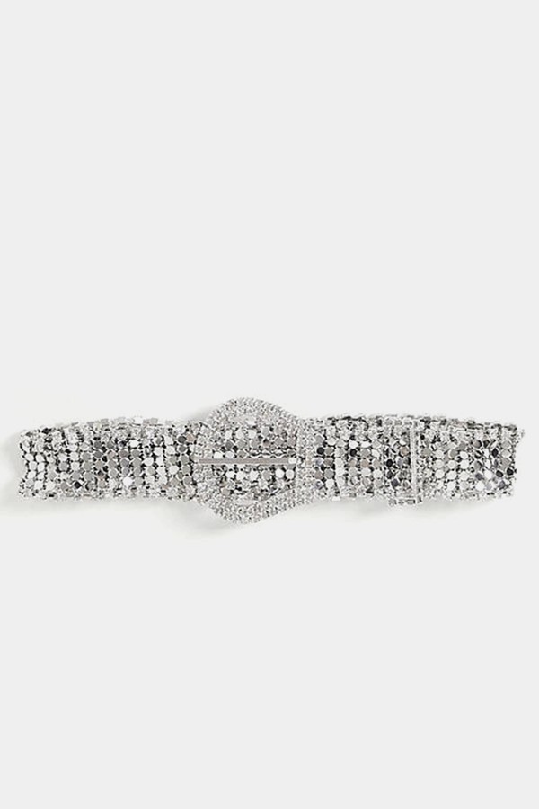 Chainmail & Diamante Western Belt In Silver from ASOS